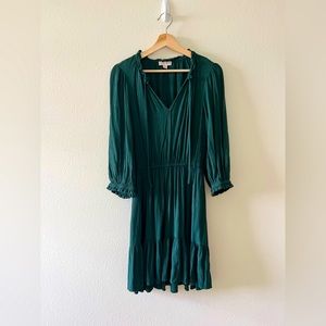 Knox Rose Modern Emerald Green V Neck Bohemian Hippie Ruffle Cuff